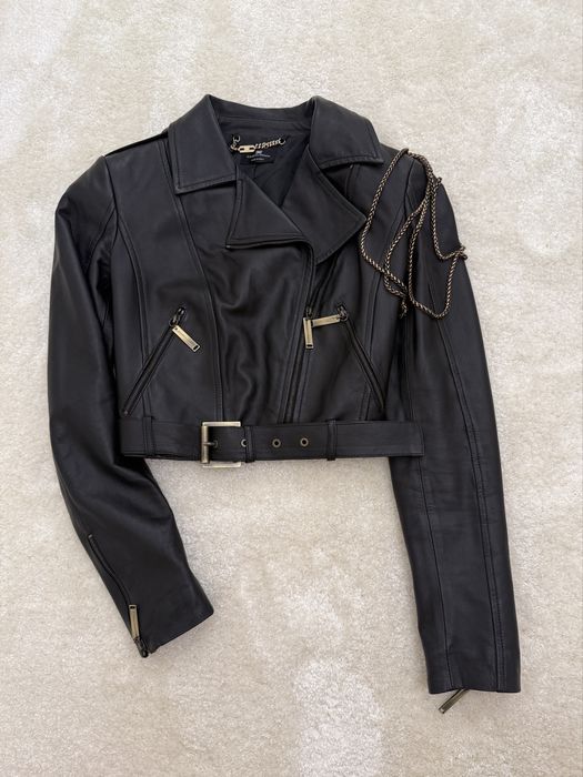 Geaca biker Elisabetta Franchi din piele naturala