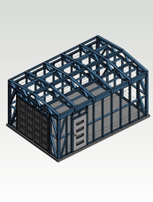 Garaj de 24mp din structura metalica usoara si panouri izolate