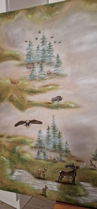 Tablou pictat-natura-animale 60x80 cm