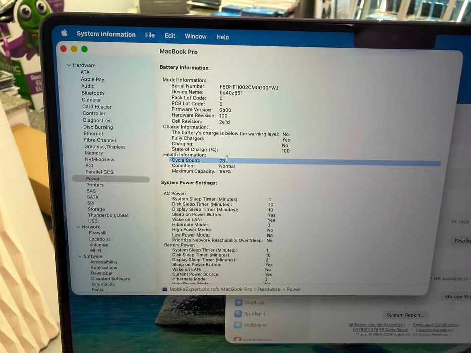 MacBook Pro 14 M4 Pro 24GB 512GB Space Black 100% Baterie Garantie * Doar 23 cicluri de încărcare