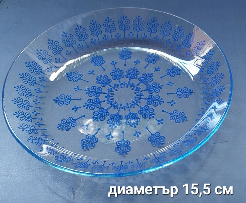 Винтидж лот 7 части – Стъклени плата и чинии VEB Olbernhau (ГДР, 1970-те)