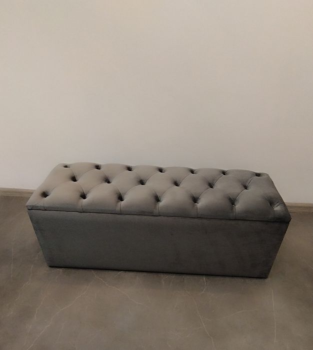Bancheta, băncuță catifea, lada pentru pat cu spatiu pentru depozitare Gri antracite