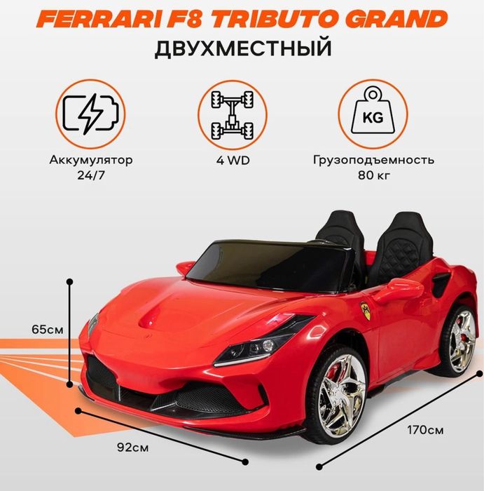 ИДЕАЛЬНАЯ МОДЕЛЬ! ДЕТСКАЯ МАШИНА|электромобиль Ferrari F8|доставкаесть