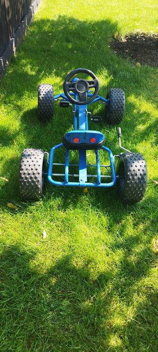 Kart cu pedale pentru copii, culoare albastra, cu sonerie