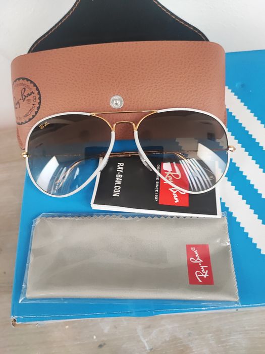 Ochelari de soare Ray Ban, lentila negru, rama metalica argintie,