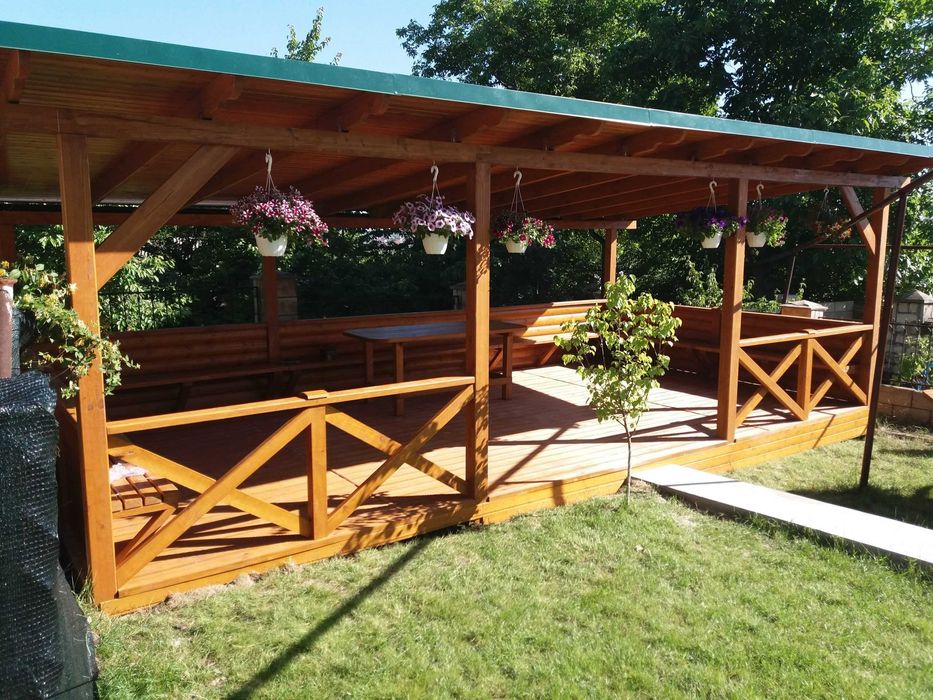 Casa, Cabana stil A-Frame, Terase si Foisoare din structura de lemn