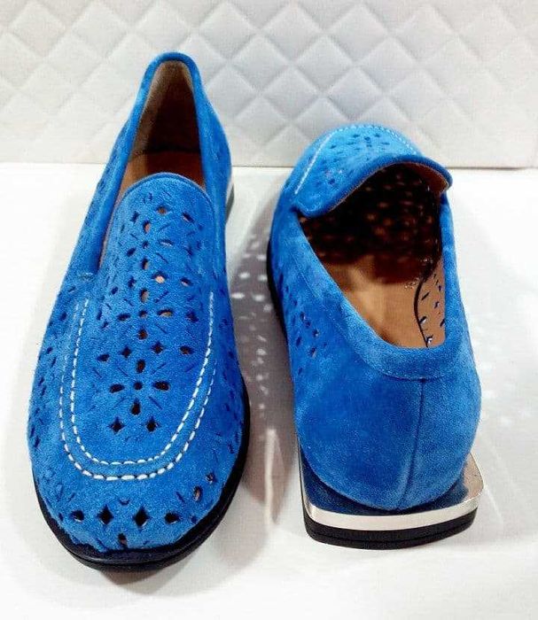 Шикарные замшевые кожаные туфли лоферы CALETE 40-41разм, люкс, Турция!