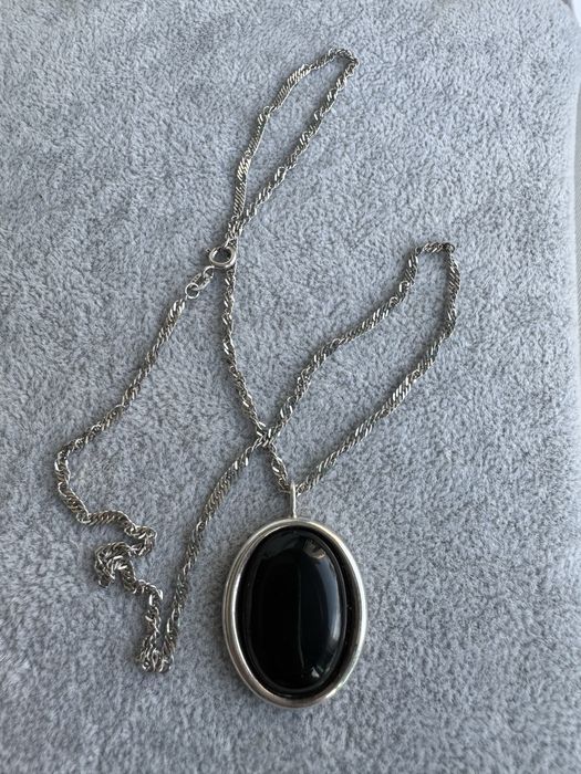 Pandantiv si lant argint-onix cabochon