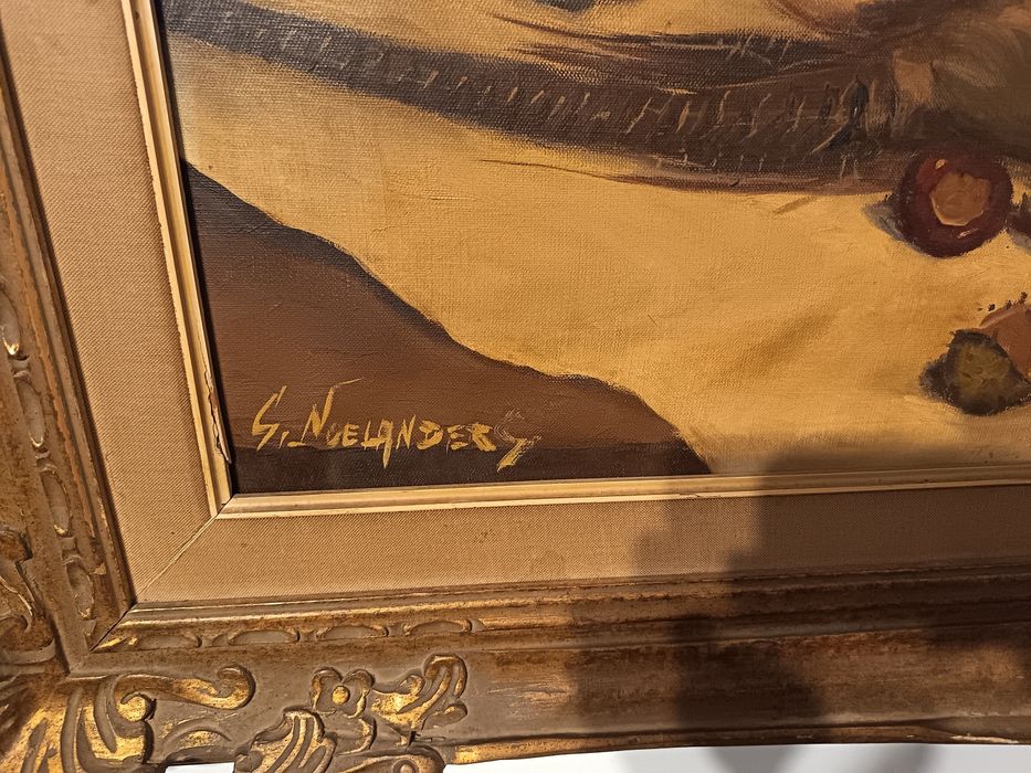 Tablou pictura in ulei pe panza semnat G. Noelanders - natură moartă