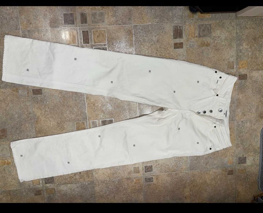 дънки бели слонова кост шанел chanel деним панталон като нови дълги