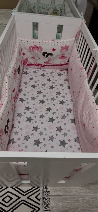 Patut cu saltea, 2 lenjerii si aparatoari de patut