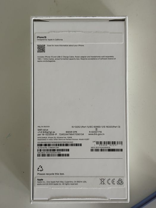 iPhone 16 128gb Синий