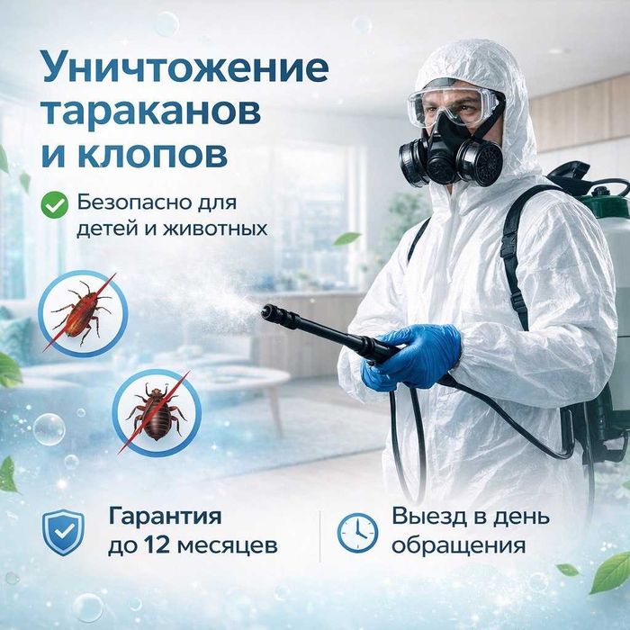 Уничтожим тараканов, клопов, блох с Гарантией 100% | Цены от 15000 тг
