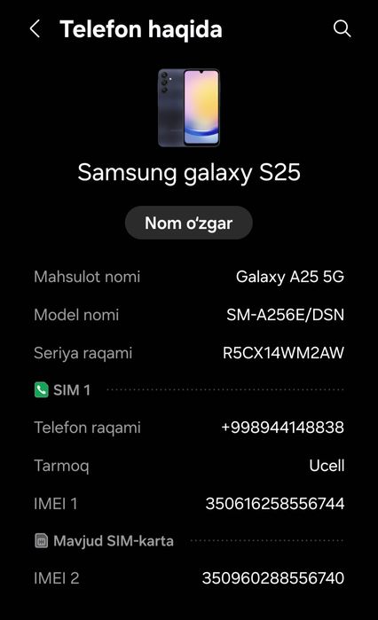 Samsung galaxy A25 5G