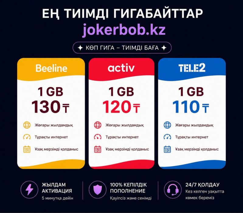 Гигабайты Activ tele2 Beeline гб