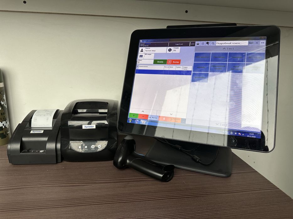 Продается сенсорный монитор сканер штрих кода принтер чеков и этикеток