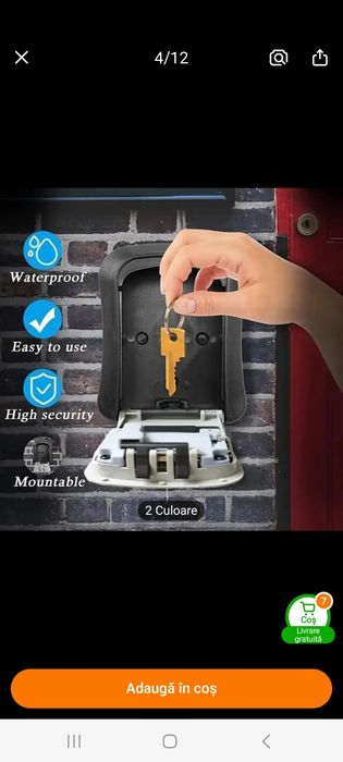 Cutie cu cifru pentru depozitare chei,