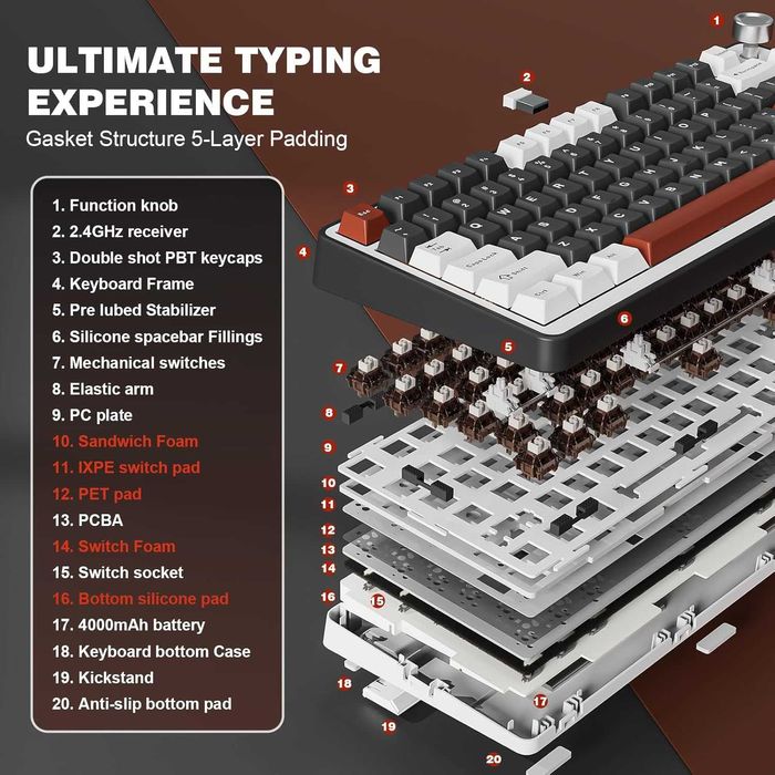 Безжична механична клавиатура YUNZII B75 PRO Hot-Swap (Нова)