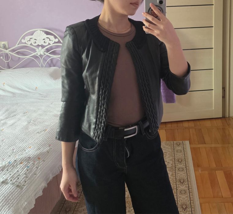 Кожаная куртка женская xs