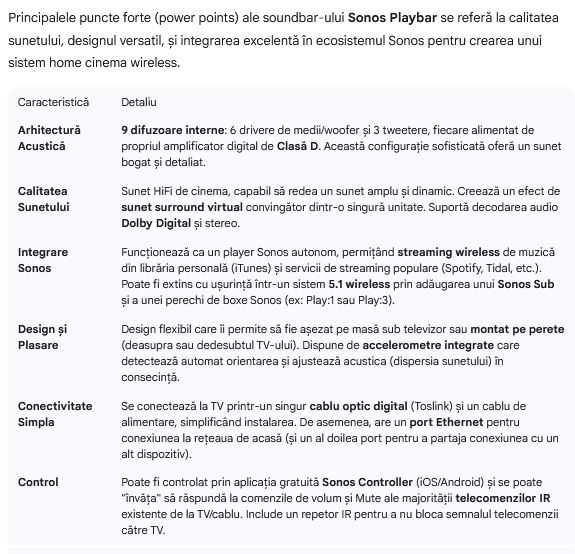 Soundbar SONOS Playbar cu internet radio prin aplicatie