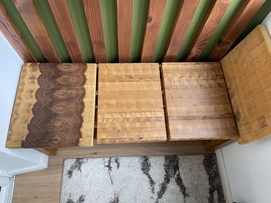 Tocatoare/platouri end gaind din nuc, stejar si tei.