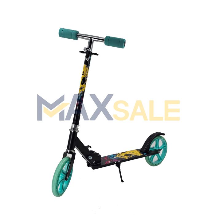 Детска тротинетка скутер scooter сгъваема черно синьо жълто играчки