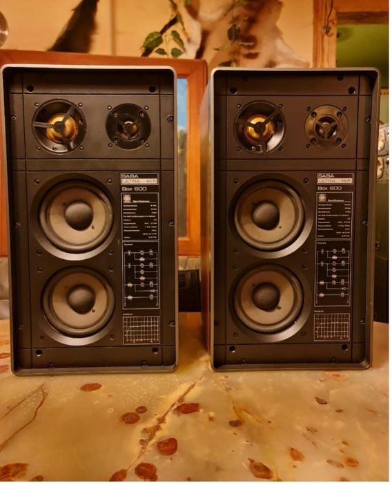 Sistem Audio Vintage: Boxe SABA Ultra HiFi Box 600 + Amplificator Philips