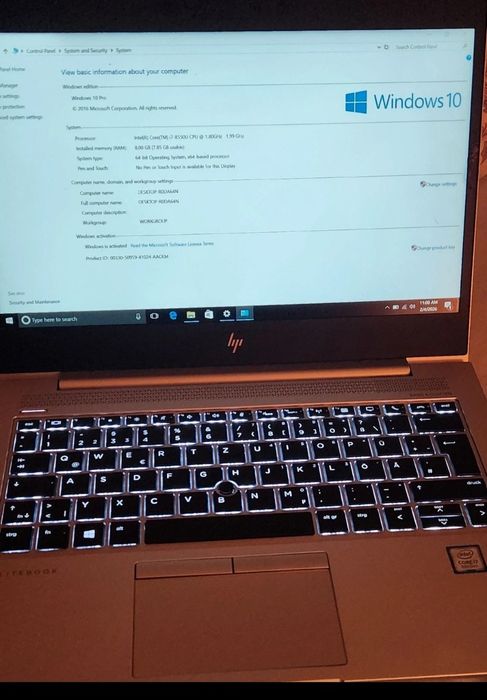 laptop HP elitebook  HSn-I12C model 8265NGW
