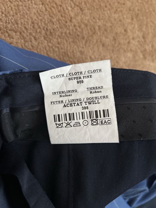 Costum barbati Vitale Barberis Canonico albastru dungi albe 48