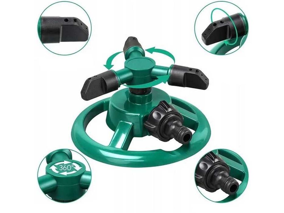 Aspersor Rotativ 360° pentru Grădină și Gazon | 3 Brațe Rotative | Conectare Universală