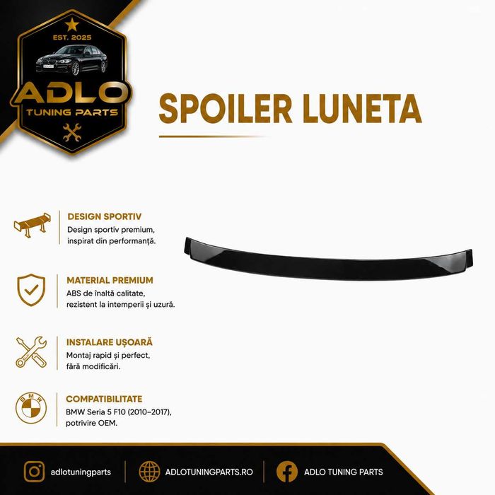 Spoiler Luneta BMW F10 Seria 5 Eleron Negru Lucios ABS