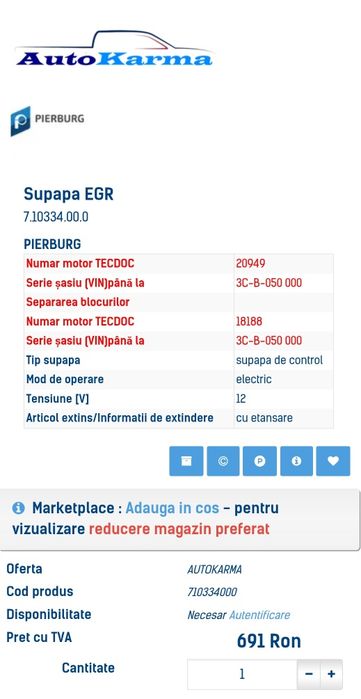 Supapa EGR  vw 2.0 tdi cr