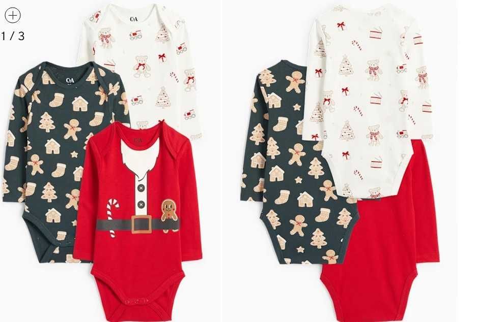3 body bebelusi, cu motive de Craciun, 86cm