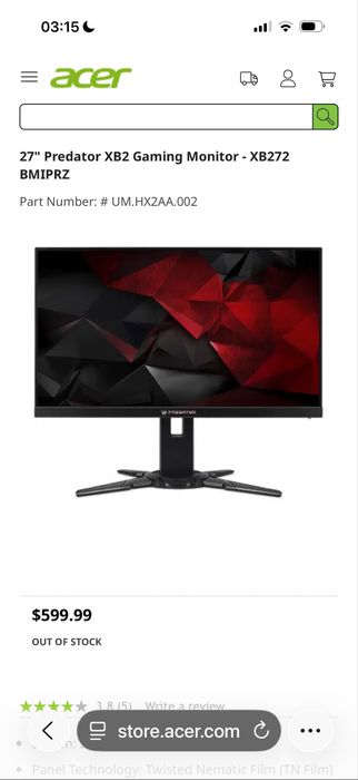 Acer predator xb272