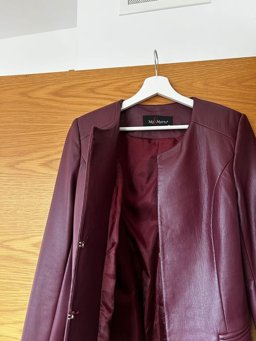 Кожено дамско палто | Цикламено дамско палто от естествена кожа