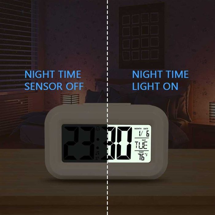 Дигитален будилник с LCD дисплей, температура, дата и snooze/light