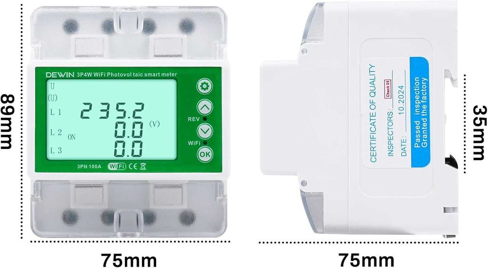 DEWIN WiFi трифазен електромер 100A 380V с мониторинг