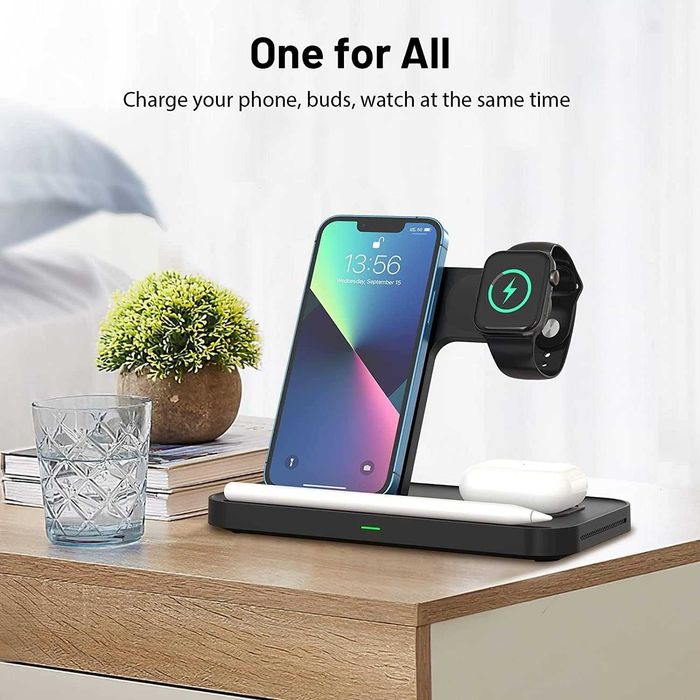 4 в 1 безжично зарядно устройство,iPhones,iWatch всички QI-съвместими