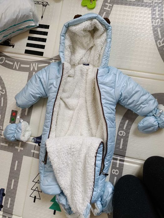 Зимен бебешки гащеризон мече