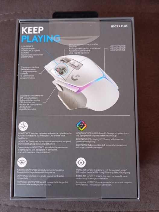 Геймърска мишка Logitech G502X Plus-Нова!