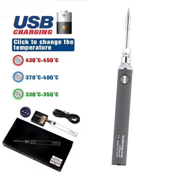 Преносим безжичен поялник с вградена батерия, USB зареждане