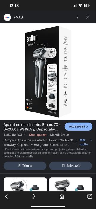 Aparat barbierit braun series 7