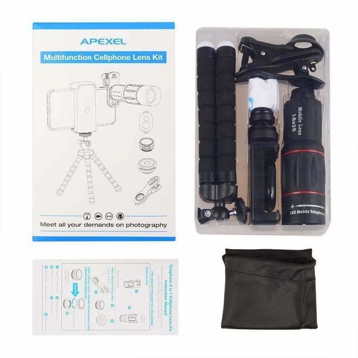 Комплект объективов Apexel 18x Telephoto 5-in-1 Kit для смартфона