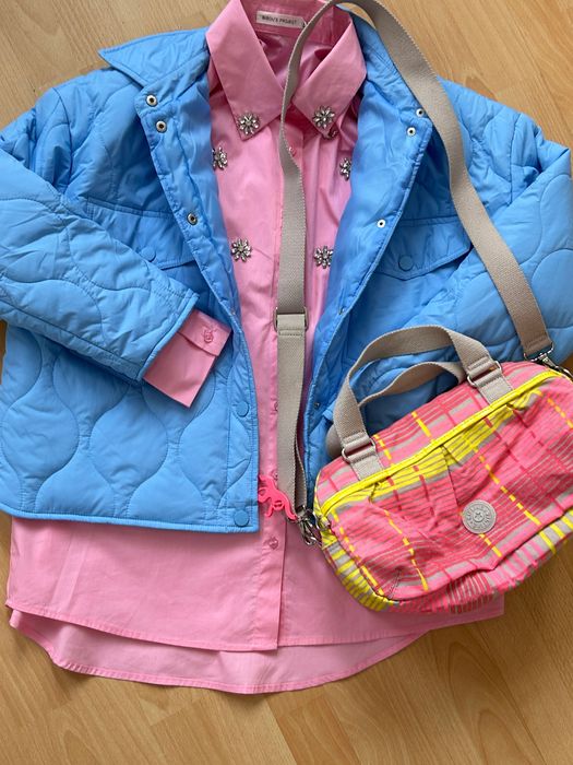 Късо светло синьо кроп яке Asos