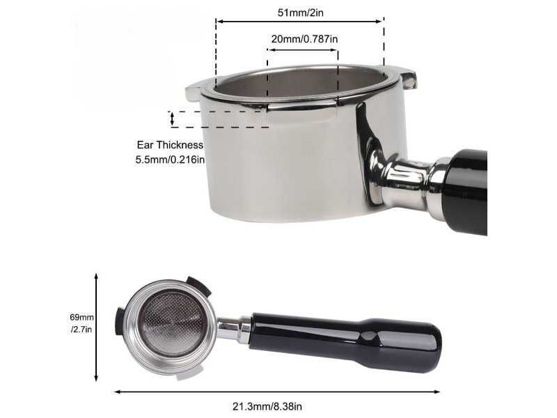 Ръкохватка без Дъно за Кафемашина DeLonghi Dedica, 51mm