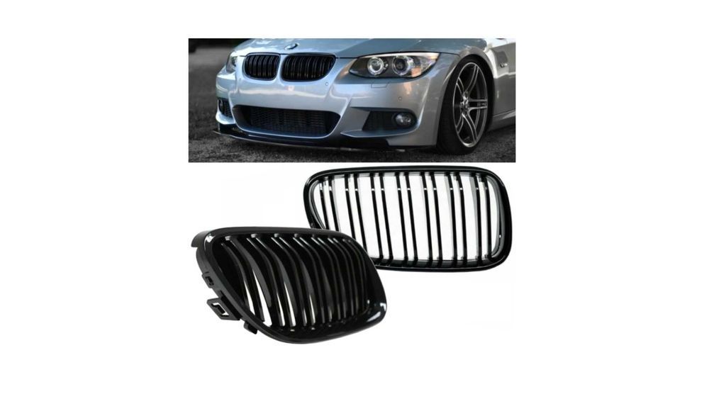 Set 2 grile duble, negru lucios, M Design pentru BMW E92 Facelift