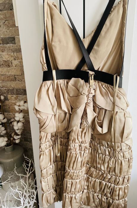 Rochie din matase cu cureluse din piele Burberry Prosum