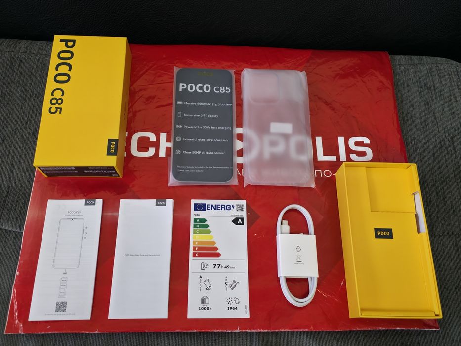 ЧИСТО НОВ 256GB Poco c85 Гаранция Технополис 2028г. Green