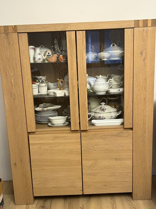 Blidar vitrina argintar dulap stejar natur