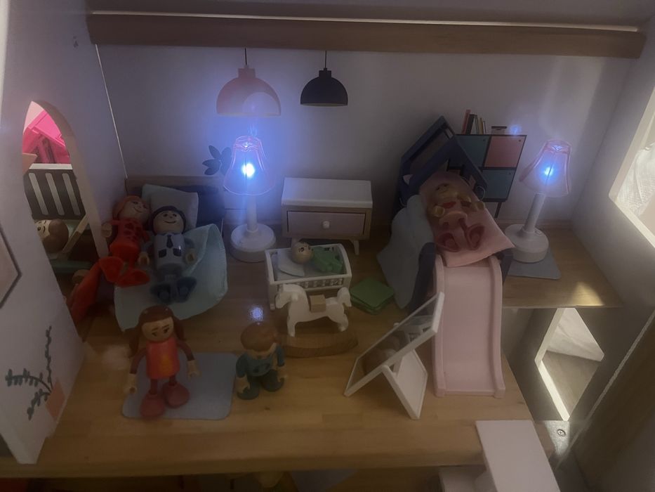 Casa de papusi din lemn + mobilier + lumini + multe accesorii | Lidl Playtive